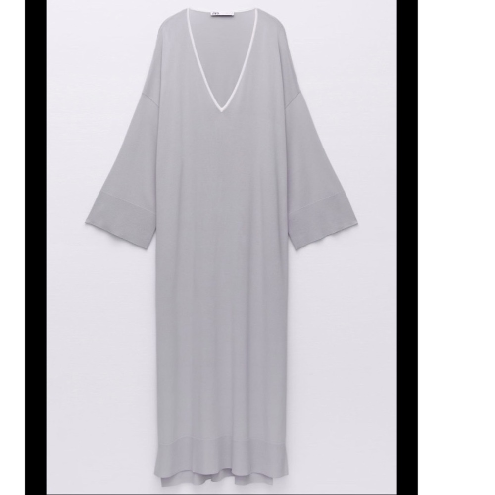 Zara smoky blue grey flowy viscose tunic dress - Picture 6 of 10